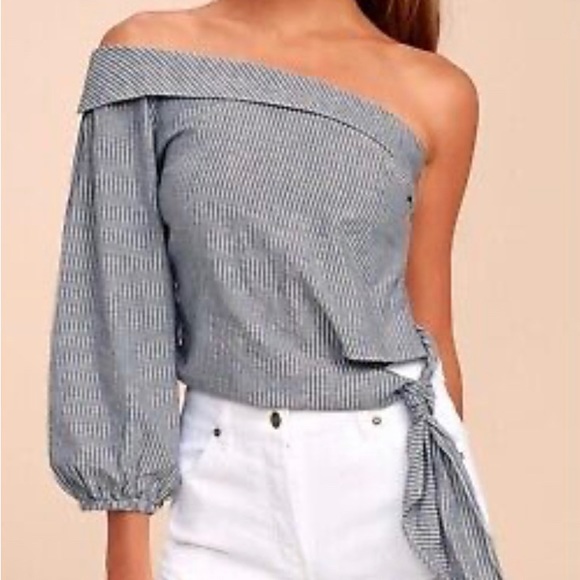 Blue striped one shoulder top from free people. - Picture 1 of 2